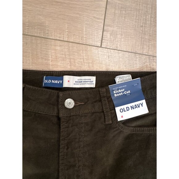 Old Navy Womens Extra High-Rise Kicker Boot-Cut Corduroy Pants Size 4 Green NEW - Picture 5 of 7